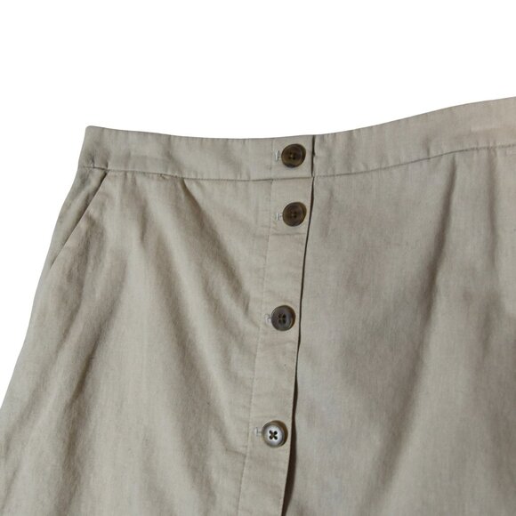 J.Crew Beige Button Linen Cotton Skirt Blend Minimalist Coastal Classic Fits 30" - Picture 5 of 7